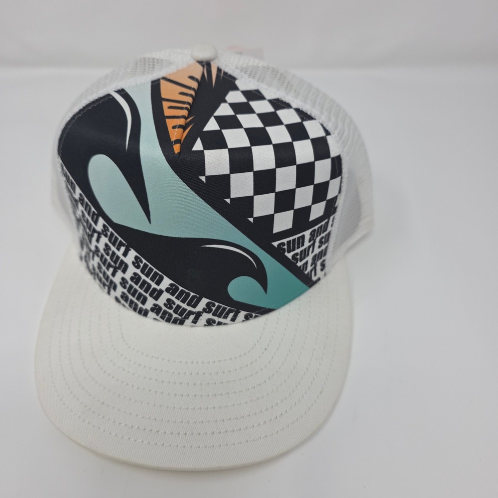 HYP Trucker Hat Mens 60cm White Graphic Checkerboard Surf Snapback HYM0711B‎